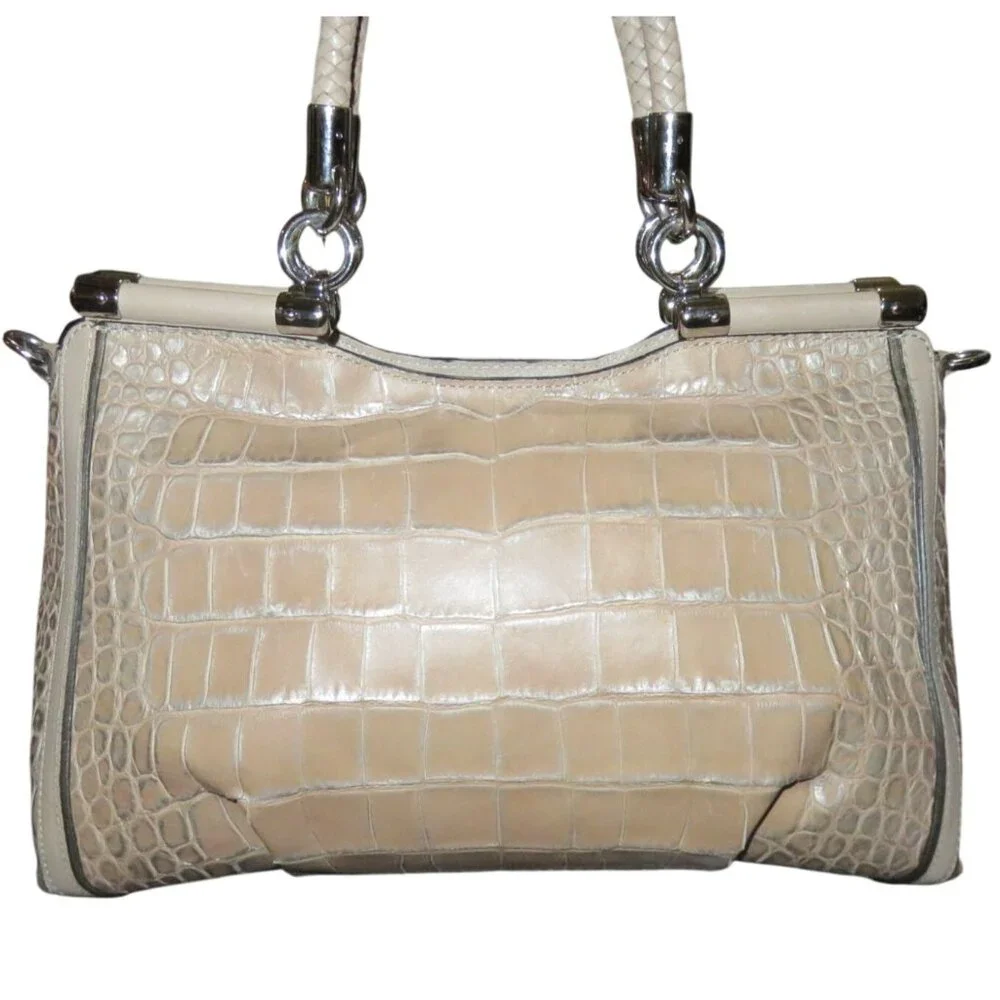 Coach Ashley Limited Edition Tan Croc Embossed Leather Satchel Crossbody